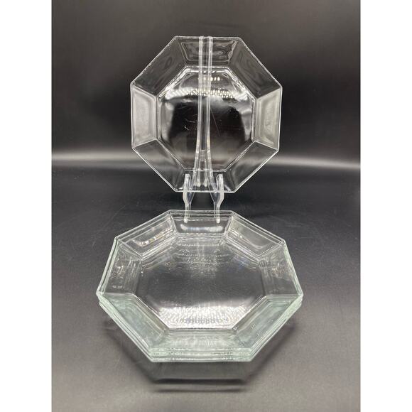 Arcoroc Octime Octagon Clear Glass Set of 4 Salad Plates 7" France - Picture 1 of 7